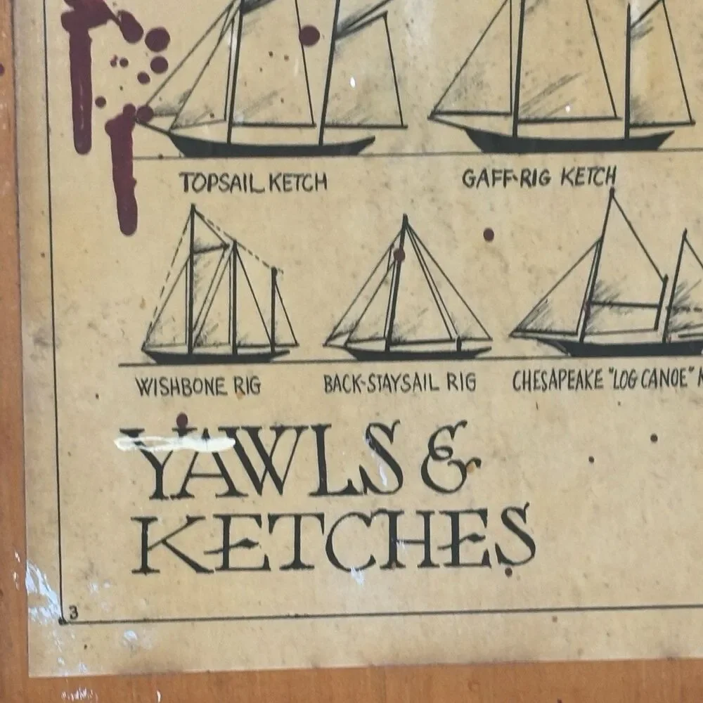 S. Frank Vintage Nautical Sailboat Wood Plaque Art Set Yawls Ketches Sail Types